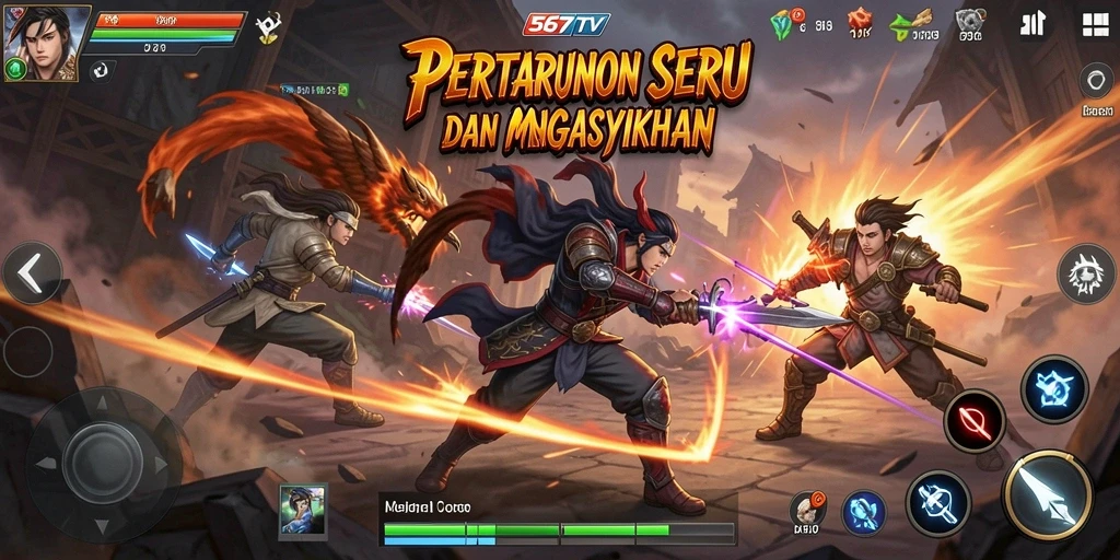 Screenshot menunjukkan aksi pertarungan seru di 567TV.