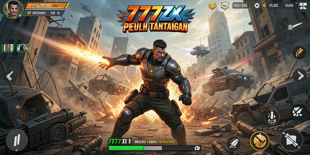Screenshot menampilkan aksi mendebarkan dalam 777ZX di tengah pertempuran.