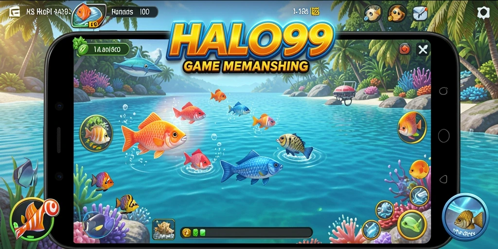 Screenshot gameplay HALO99 menampilkan aksi memancing yang seru dan menantang.