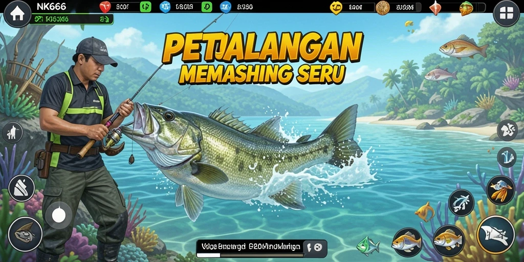 Screenshot gameplay NK666 menampilkan aksi memancing yang seru dan menarik.