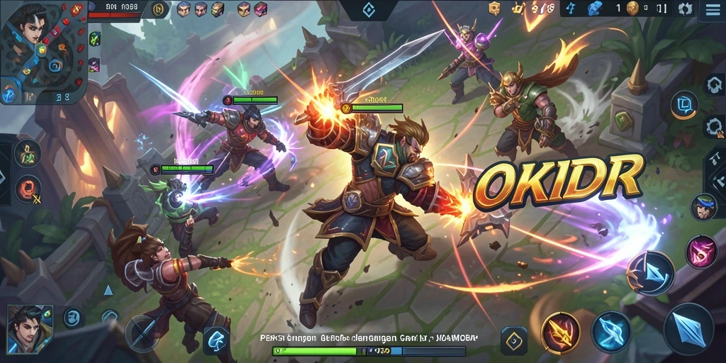 Screenshot gameplay OKIDR dengan aksi seru di arena MOBA.