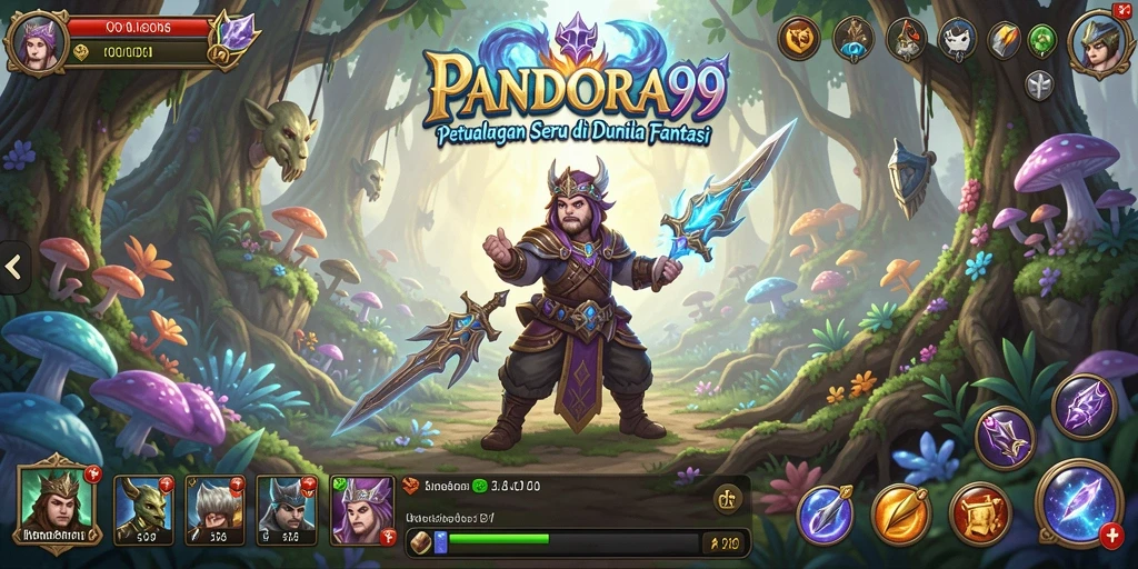 Tangkapan layar gameplay <strong>PANDORA99</strong> menunjukkan petualangan mendebarkan di dunia fantastis.