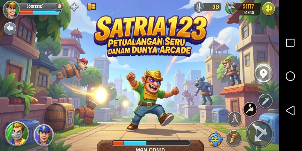 Tangkapan layar gameplay SATRIA123 menampilkan aksi seru dalam dunia Arcade.