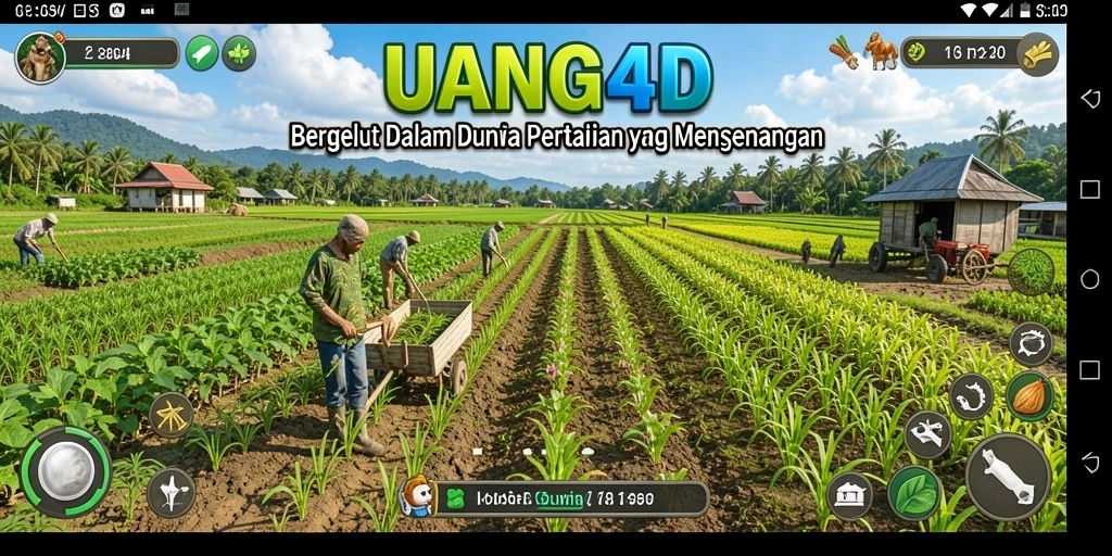 Screenshot gameplay UANG4D dengan lahan pertanian yang subur.